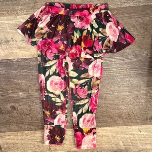 Posh Peanut Floral Ruffle Skirted Leggings Bamboo Girls 2T